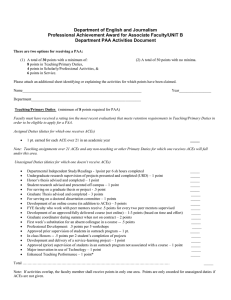 Department of English and Journalism Department PAA Activities Document
