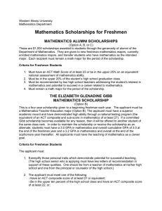 Mathematics Scholarships for Freshmen  MATHEMATICS ALUMNI SCHOLARSHIPS