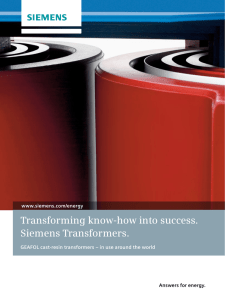 Transforming know-how into success. Siemens Transformers. www.siemens.com/energy