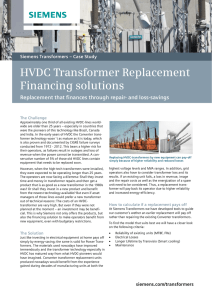 HVDC Transformer Replacement Financing solutions Replacement that finances through repair- and loss-savings
