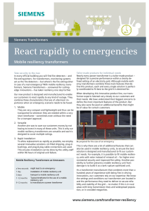 React rapidly to emergencies Mobile resiliency transformers Siemens Transformers