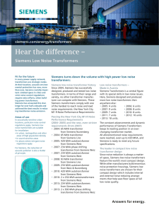 Siemens turns down the volume with high power low noise transformers: