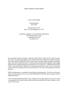 NBER WORKING PAPER SERIES LAWS AND NORMS Roland Benabou Jean Tirole