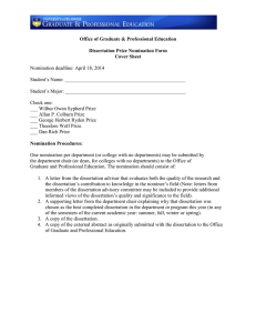 Office of Graduate &amp; Professional Education Dissertation Prize Nomination Form Cover Sheet