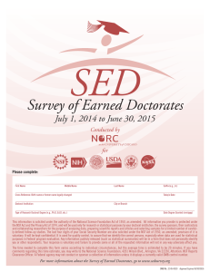 SED Survey of Earned Doctorates July 1, 2014 to June 30, 2015