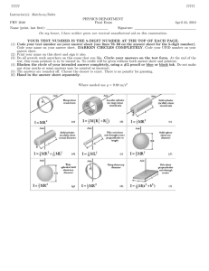 77777 Matcheva/Sabin PHYSICS DEPARTMENT PHY 2048