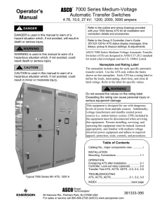 Operator’s Manual 7000 Series Medium-Voltage Automatic Transfer Switches