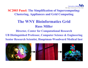 The WNY Bioinformatics Grid Russ Miller SC2003 Panel: The Simplification of Supercomputing: