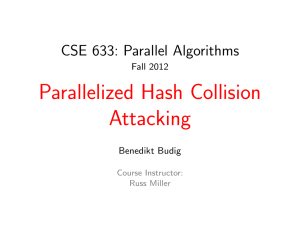 Parallelized Hash Collision Attacking CSE 633: Parallel Algorithms Fall 2012