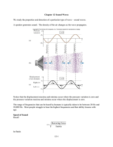 We study the properties and detection of a particular type...  A speaker generates sound.  The density of the air... Chapter 12 Sound Waves