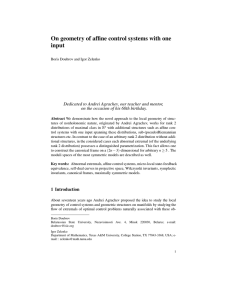 On geometry of affine control systems with one input