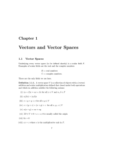 Vectors and Vector Spaces Chapter 1 1.1 Vector Spaces