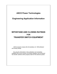 ASCO Power Technologies Engineering Application Information WITHSTAND AND CLOSING RATINGS