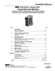 Quad-Ethernet Module Installation Manual 5100 Series, Catalog 5140