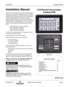 Installation Manual ATS Remote Annunciator Catalog 5350