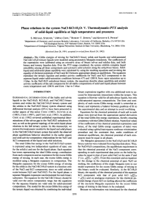 Phase  relations  in the  system  NaCl-KCl-H,O: ... analysis of  solid-liquid  equilibria  at high  temperatures ...