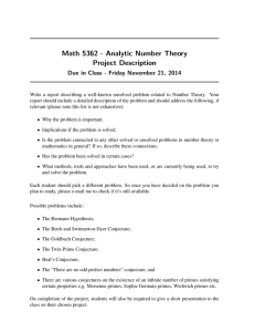 Math 5362 - Analytic Number Theory Project Description