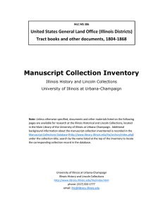 Manuscript Collection Inventory United States General Land Office (Illinois Districts)
