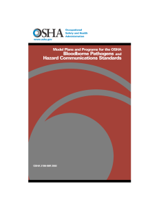 Bloodborne Pathogens Hazard Communications Standards Model Plans and Programs for the OSHA and