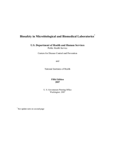 Biosafety in Microbiological and Biomedical Laboratories Public Health Service