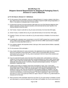 49 CFR Part 173 Division 6.1 and 6.2 Materials