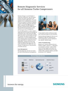 Remote Diagnostic Services for all Siemens Turbo Compressors