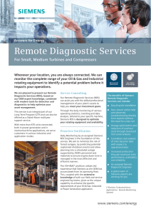 Remote Diagnostic Services For Small, Medium Turbines and Compressors