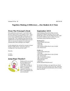 Together, Making A Difference…..One Student At A Time September 2015