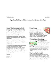 Together, Making A Difference…..One Student At A Time Pizza Days