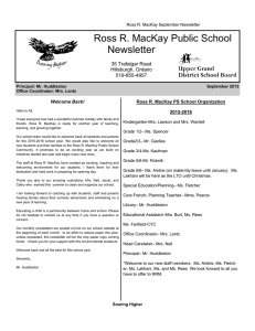 Ross R. MacKay Public School Newsletter  35 Trafalgar Road
