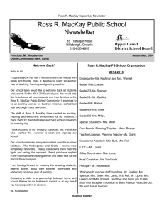 Ross R. MacKay Public School Newsletter  35 Trafalgar Road