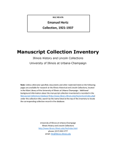 Manuscript Collection Inventory Emanuel Hertz Collection, 1921-1937
