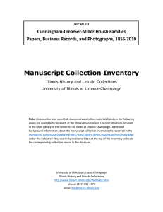 Manuscript Collection Inventory Cunningham-Creamer-Miller-Housh Families Papers, Business Records, and Photographs, 1855-2010