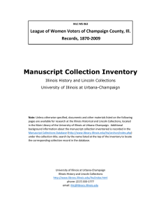 Manuscript Collection Inventory League of Women Voters of Champaign County, Ill.