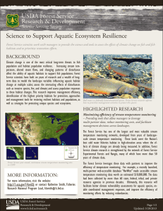 USDA Forest Service Research &amp; Development Science to Support Aquatic Ecosystem Resilience