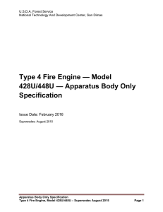 Type 4 Fire Engine — Model 428U/448U — Apparatus Body Only Specification