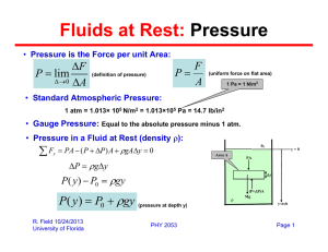 Fluids at Rest: Pressure