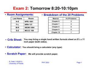 Exam 2: Tomorrow 8:20-10:10pm • Room Assignments: