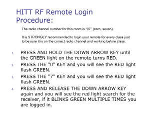 HITT RF Remote Login Procedure: