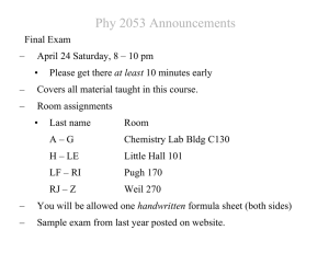 Phy 2053 Announcements