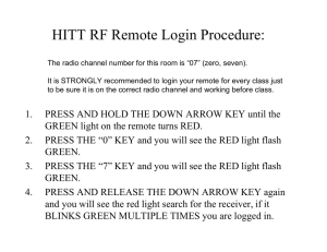 HITT RF Remote Login Procedure: