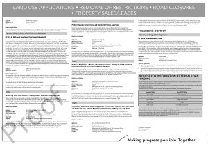 LAND USE APPLICATIONS • REMOVAL OF RESTRICTIONS • ROAD CLOSURES Lease