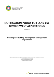 NOTIFICATION POLICY FOR LAND USE DEVELOPMENT APPLICATIONS  Planning and Building Development Management