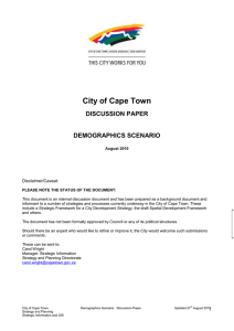 City of Cape Town DISCUSSION PAPER DEMOGRAPHICS SCENARIO