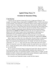 Applied Fitting Theory VI Formulas for Kinematic Fitting I  Introduction