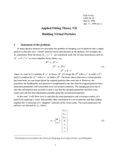 Applied Fitting Theory VII Building Virtual Particles I Statement of the problem