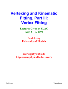 Vertexing and Kinematic Fitting, Part III: Vertex Fitting Lectures Given at SLAC