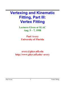 Vertexing and Kinematic Fitting, Part III: Vertex Fitting Lectures Given at SLAC