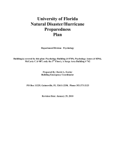 University of Florida Natural Disaster/Hurricane Preparedness Plan