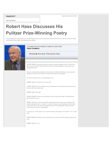 Robert Hass Discusses His Pulitzer Prize-Winning Poetry